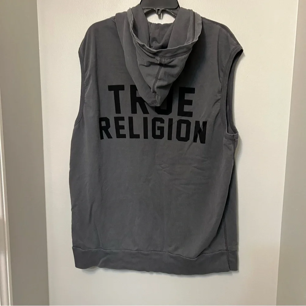 TRUE RELIGION Sleevless Hoodie Men’s Size XXXL 3XL MSRP $128 Gray Grey